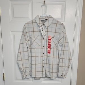 Plaid Button Down Shirt - Cream and Brown